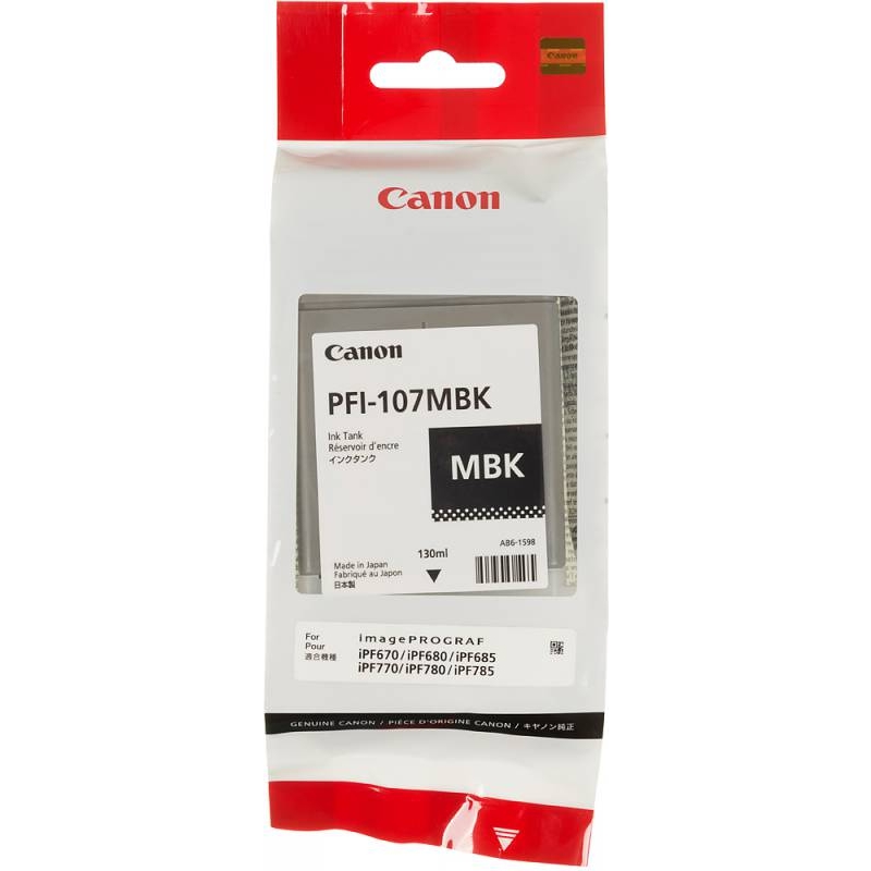 Картридж Canon imagePROGRAF iPF670/680/685/770/780/785 (130 мл) черный матовый, PFI-107MBK